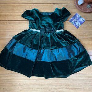 NWT 12 month Girls Holiday Green Velvet Formal Dress